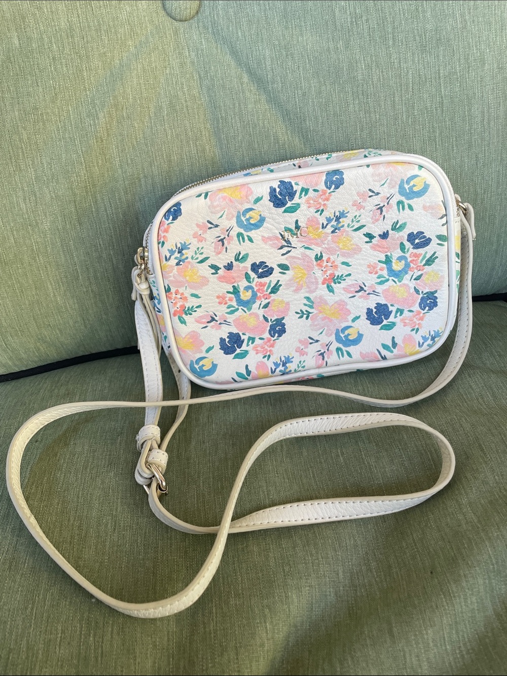 Mark & Graham genuine leather Women's White Floral Crossbody Bag